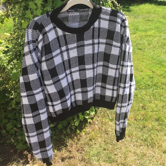 Boohoo plaid cropped sweater - Picture 2 of 3